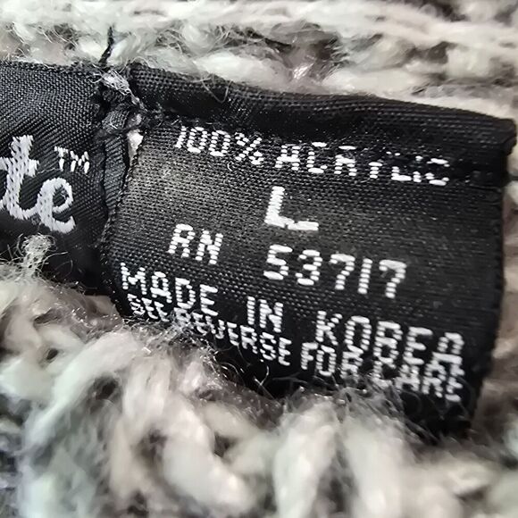 Vintage Sweater Mens Large Gray Blue Crew Neck 90s 80s Abstract Oversized - Picture 3 of 9